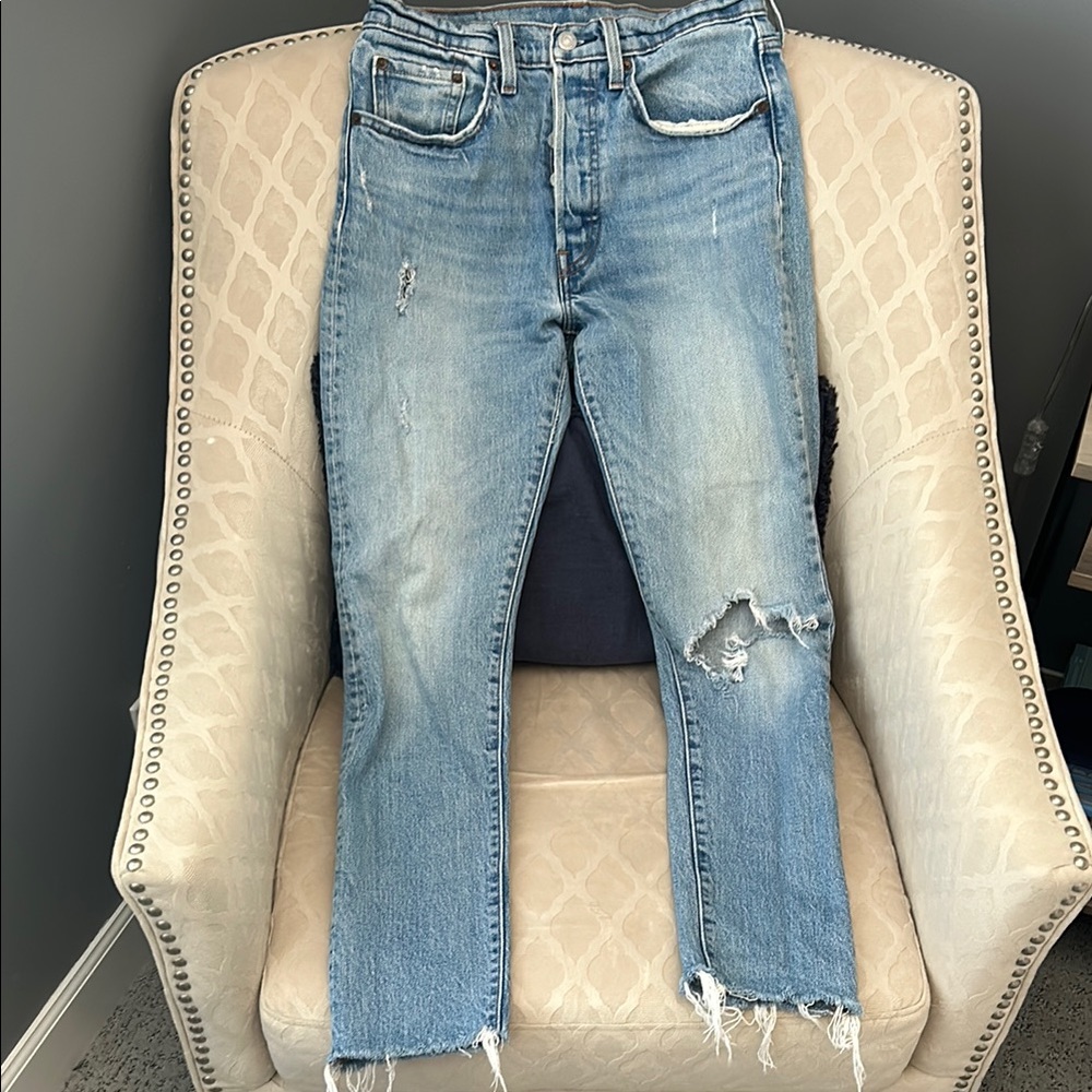 Levi's Blue Skinny Jeans with Distressed Details